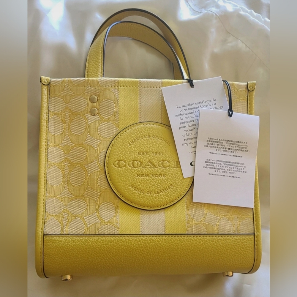 Coach Yellow Tote Bag with Monogram Print
